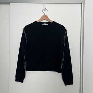 McQ by Alexander McQueen Black Crewneck Sweatshirt with Contrast Stitching